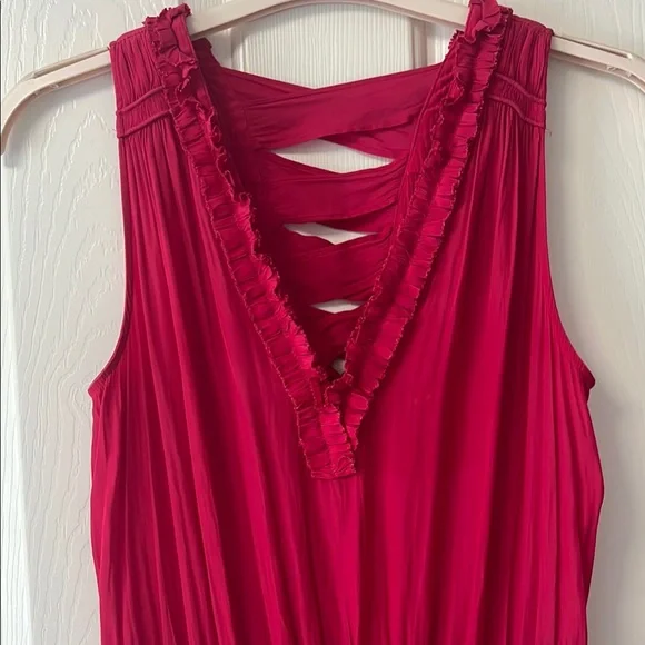 Ramy Brook Pink Ella Dress - Ruffled Tie Back Sundress Size Small - Picture 7 of 8